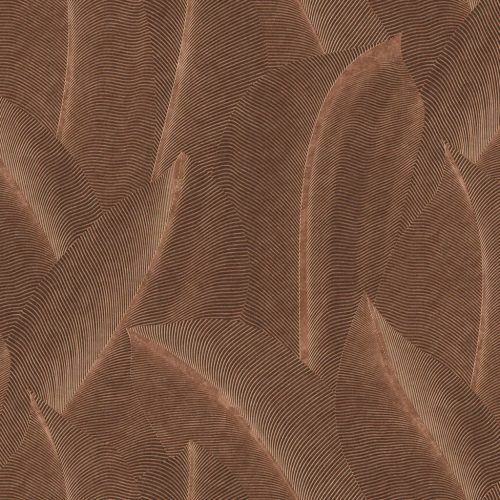 Decoprint Allure vlies, vinyl anyagú barna, rozsdabarna színű 3d, leveles modern tapéta