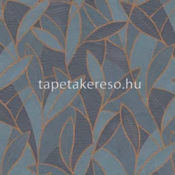   Decoprint Allure vlies, vinyl anyagú kék, bronz színű leveles modern tapéta