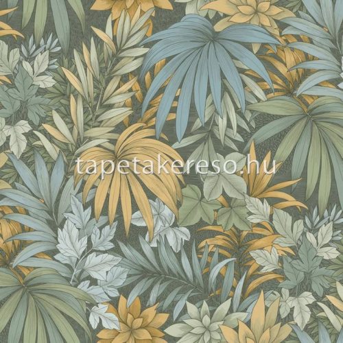 Decoprint Allure vlies, vinyl anyagú zöld, kék, sárga színű leveles modern tapéta