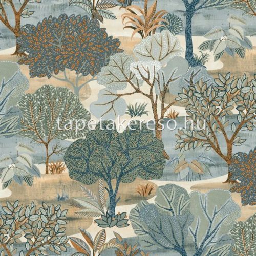 Decoprint Allure vlies, vinyl anyagú kék, barna, zöld színű fás modern tapéta