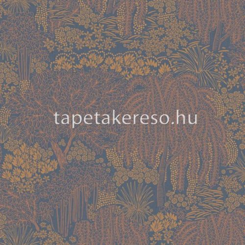 Decoprint Allure vlies, vinyl anyagú kék, bronz színű fás modern tapéta