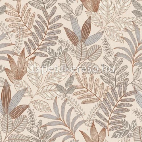 Decoprint Allure vlies, vinyl anyagú beige, szürke, barna, kék színű leveles modern tapéta