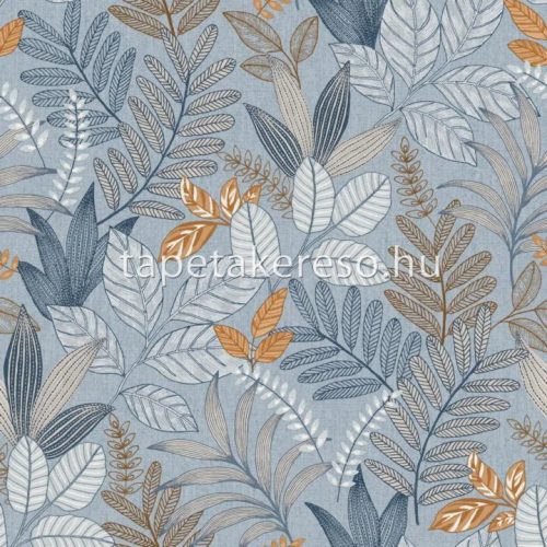 Decoprint Allure vlies, vinyl anyagú kék, barna színű leveles modern tapéta