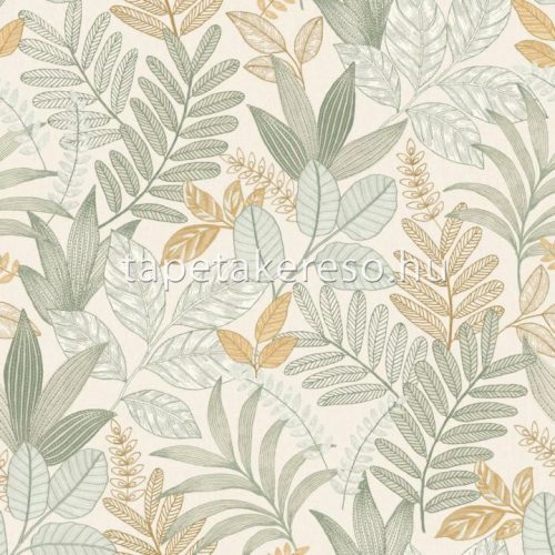 Decoprint Allure vlies, vinyl anyagú beige, zöld, barna színű leveles modern tapéta