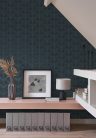 Casadeco Années Folles vlies anyagú, kék, arany színű, leveles, geometriai, art deco, Modern tapéta