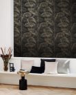 Casadeco Années Folles vlies anyagú, barna, beige, gyöngyház színű, leveles, Modern tapéta