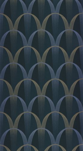 Casadeco Années Folles vlies anyagú, kék, lila, barna, gyöngyház színű, geometriai, art deco, Modern tapéta