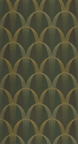 Casadeco Années Folles vlies anyagú, zöld, arany, gyöngyház színű, geometriai, art deco, Modern tapéta