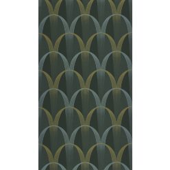   Casadeco Années Folles vlies anyagú, zöld, mustársárga, gyöngyház színű, geometriai, art deco, Modern tapéta