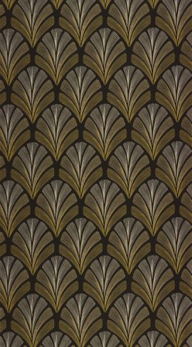 Casadeco Années Folles vlies anyagú, fekete, keki, gyöngyház színű, art deco, Modern tapéta