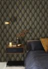 Casadeco Années Folles vlies anyagú, fekete, keki, gyöngyház színű, art deco, Modern tapéta