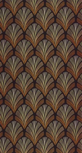 Casadeco Années Folles vlies anyagú, fekete, terrakotta, barack, mustársárga, gyöngyház színű, art deco, Modern tapéta
