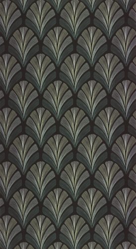 Casadeco Années Folles vlies anyagú, fekete, zöld, szürke, gyöngyház színű, art deco, Modern tapéta
