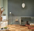 Casadeco Années Folles vlies anyagú, fekete, zöld, szürke, gyöngyház színű, art deco, Modern tapéta