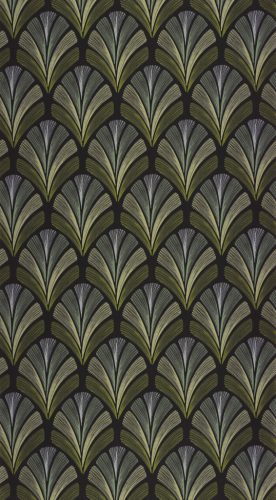 Casadeco Années Folles vlies anyagú, fekete, zöld, ezüst, gyöngyház színű, art deco, Modern tapéta