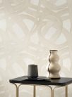 Casadeco Années Folles vlies anyagú, fehér, beige, gyöngyház színű, 3d, geometriai, Modern tapéta