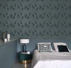 Casadeco Années Folles vlies anyagú, kék, ezüst színű, 3d, geometriai, Modern tapéta