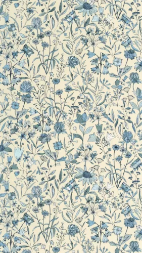 Caselio Art of Botany vlies anyagú, beige, kék színű, virágos, Modern tapéta