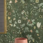 Caselio Art of Botany vlies anyagú, zöld, barna, barack színű, virágos, Modern tapéta