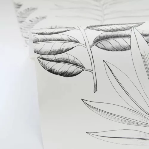 Caselio Art of Botany vlies anyagú, fekete, fehér színű, leveles, Modern tapéta