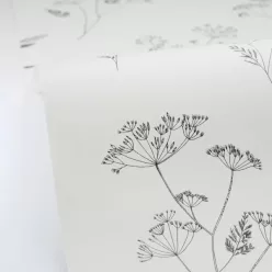   Caselio Art of Botany vlies anyagú, fekete, fehér színű, virágos, Modern tapéta