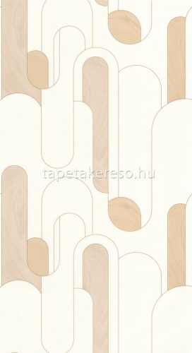 Caselio Around vlies, vinyl anyagú fehér, beige, barna színű geometriai retro tapéta