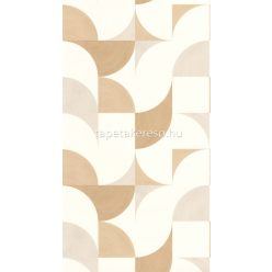   Caselio Around vlies, vinyl anyagú fehér, beige, barna színű geometriai retro tapéta