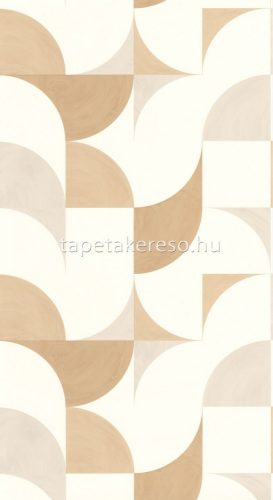 Caselio Around vlies, vinyl anyagú fehér, beige, barna színű geometriai retro tapéta