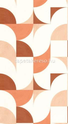 Caselio Around vlies, vinyl anyagú fehér, barna színű geometriai retro tapéta