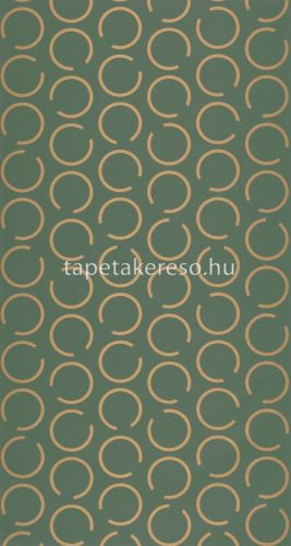 Caselio Around vlies, vinyl anyagú zöld, arany színű geometriai retro tapéta