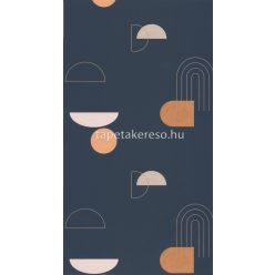   Caselio Around vlies, vinyl anyagú kék, arany, sárga, beige színű geometriai retro tapéta