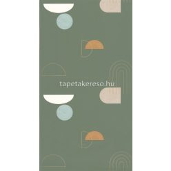   Caselio Around vlies, vinyl anyagú sárga, zöld, fehér, beige színű geometriai retro tapéta