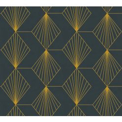   AS Creation French Affair vlies, vinyl anyagú fekete, arany színű geometriai modern tapéta