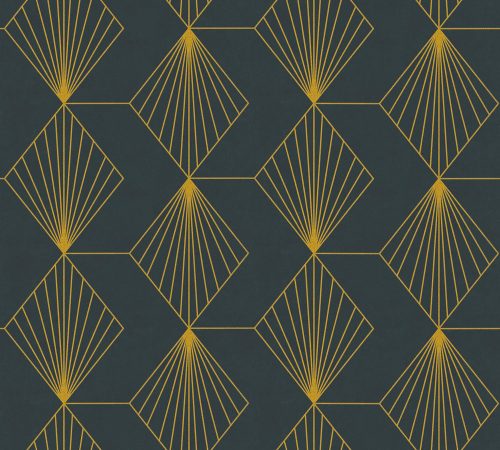 AS Creation French Affair vlies, vinyl anyagú fekete, arany színű geometriai modern tapéta