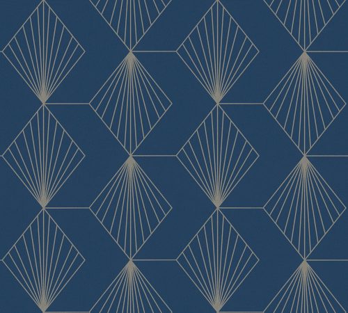 AS Creation French Affair vlies, vinyl anyagú kék, arany színű geometriai modern tapéta