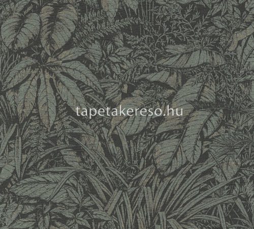 AS Creation Smart Surfaces vlies, vinyl anyagú fekete, zöld, barna színű leveles modern, natural tapéta