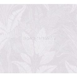   AS Creation Stories of Life habos, vlies anyagú lila, szürke, ezüst színű leveles, textilhatású Modern tapéta