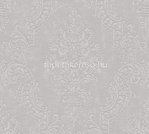 AS Creation Pure Elegance vlies, habos anyagú szürke, gyöngyház színű barokk modern tapéta
