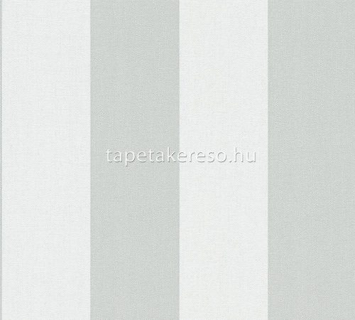 AS Creation Pure Elegance vlies, habos anyagú fehér, zöld színű csíkos, textilhatású modern tapéta