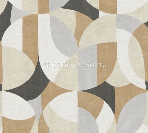 AS Creation French Affair vlies, vinyl anyagú barna, szürke, beige, fekete színű geometriai, textilhatású modern tapéta