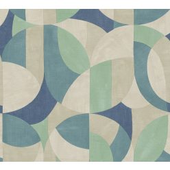   AS Creation French Affair vlies, vinyl anyagú zöld, kék, barna színű geometriai, textilhatású modern tapéta