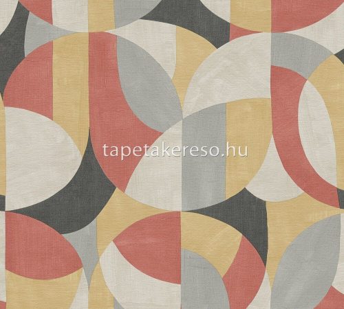 AS Creation French Affair vlies, vinyl anyagú barna, szürke, piros, fekete színű geometriai, textilhatású modern tapéta