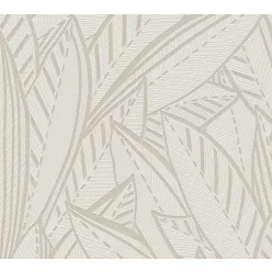   AS Creation French Affair habosított, vlies anyagú szürke, beige, gyöngyház színű leveles modern tapéta