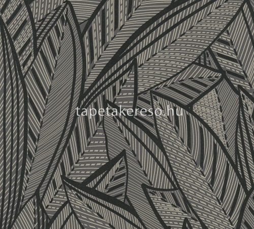 AS Creation French Affair habosított, vlies anyagú fekete, barna színű leveles modern tapéta