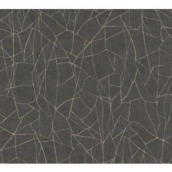   AS Creation French Affair habosított, vlies anyagú fekete, barna, gyöngyház színű vonalas, geometriai modern tapéta