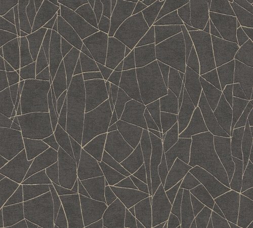 AS Creation French Affair habosított, vlies anyagú fekete, barna, gyöngyház színű vonalas, geometriai modern tapéta