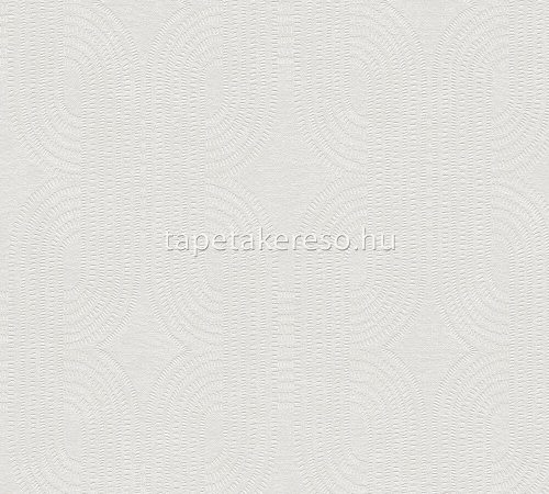 AS Creation French Affair habosított, vlies anyagú szürke, gyöngyház színű geometriai, textilhatású modern tapéta