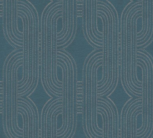 AS Creation French Affair habosított, vlies anyagú kék, barna, gyöngyház színű geometriai, textilhatású modern tapéta