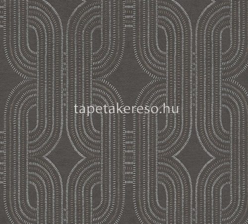 AS Creation French Affair habosított, vlies anyagú barna, ezüst színű geometriai, textilhatású modern tapéta