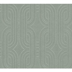   AS Creation French Affair habosított, vlies anyagú zöld, ezüst színű geometriai, textilhatású modern tapéta